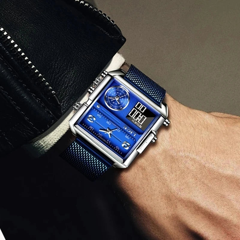 2025 Top Brand Luxury Mens Watches Square Digital Sports Quartz Wrist Watch for Men Waterproof Stopwatch Relogio Masculino
