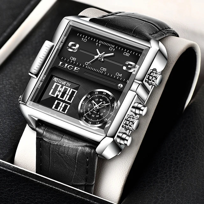 2025 Top Brand Luxury Mens Watches Square Digital Sports Quartz Wrist Watch for Men Waterproof Stopwatch Relogio Masculino