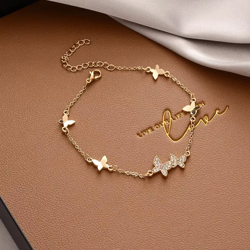 New Korean Fashion Elegant Inlaid Rhinestone Bracelets Yellow Flower Charm Bracelet for Women Gold Color Luxury Jewelry Gifts