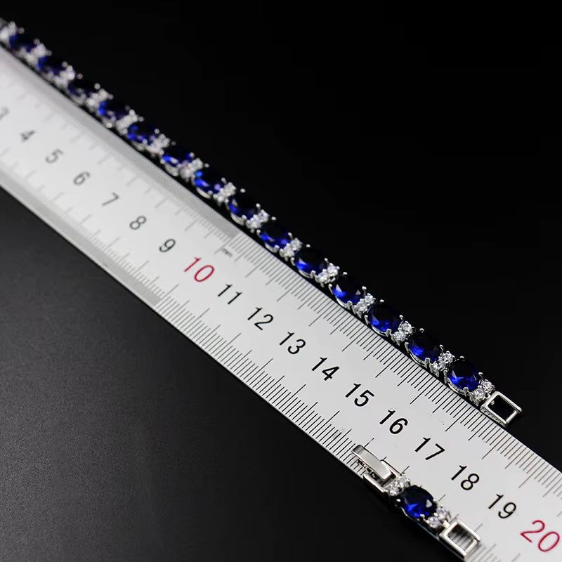 Fashion Hand Jewelry Geometry Gemstone Bracelet for Women Delicate Artificial Sapphire Female Accessory for Wedding