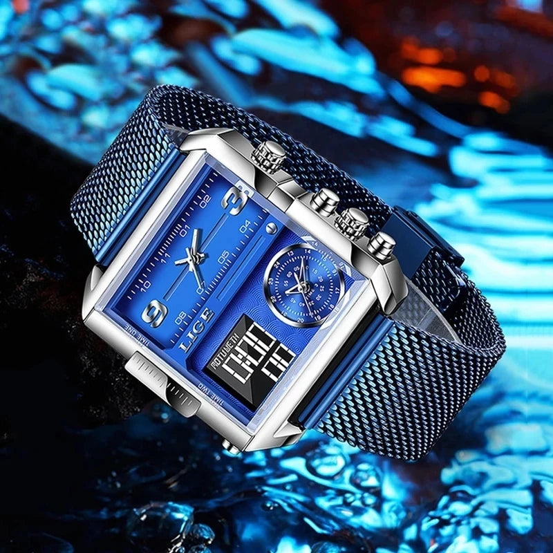 2025 Top Brand Luxury Mens Watches Square Digital Sports Quartz Wrist Watch for Men Waterproof Stopwatch Relogio Masculino