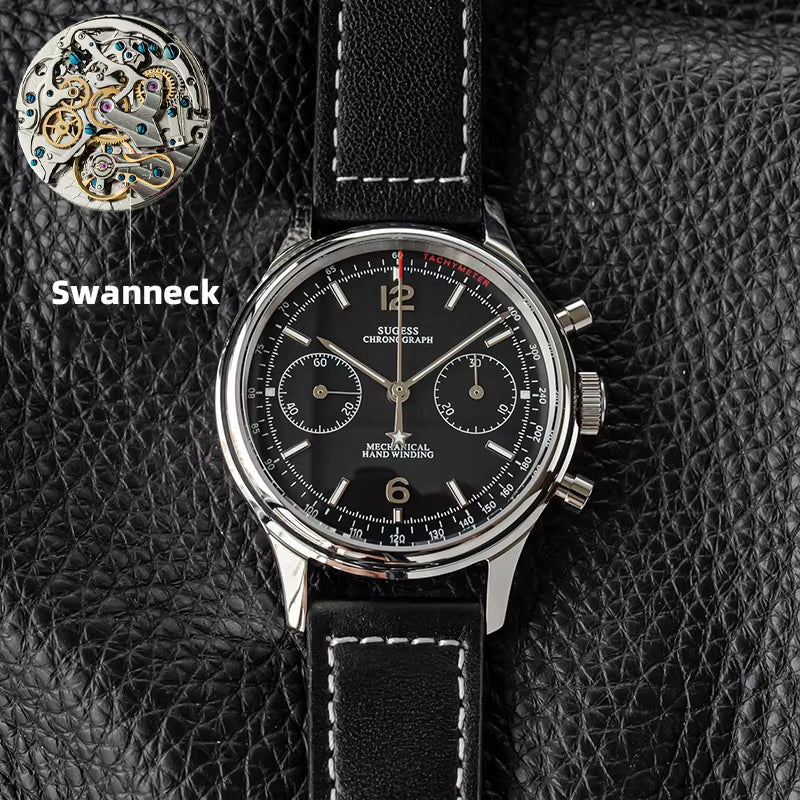 40Mm Men Army Watch 1963 Pilot Mechanical Panda Wristwatch Sapphire Air Force Watches Chronograph Official St1901Movement
