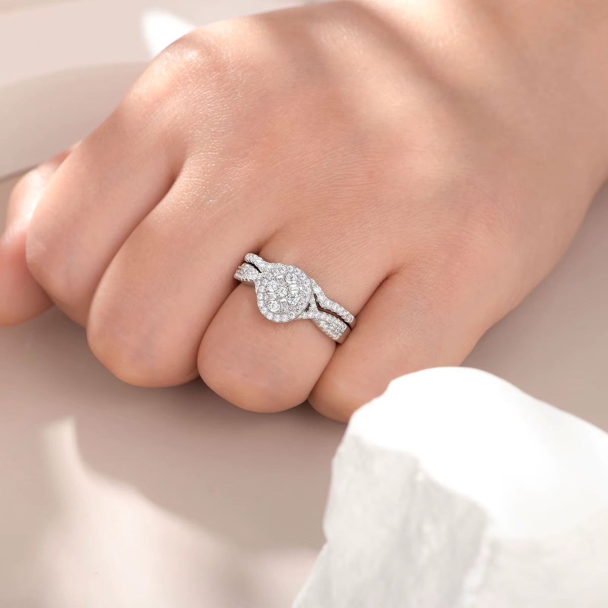 925 Sterling Silver Wedding Rings Set for Women Oval Halo Cubic Zircon Bridal Engagement Ring Jewelry Gift