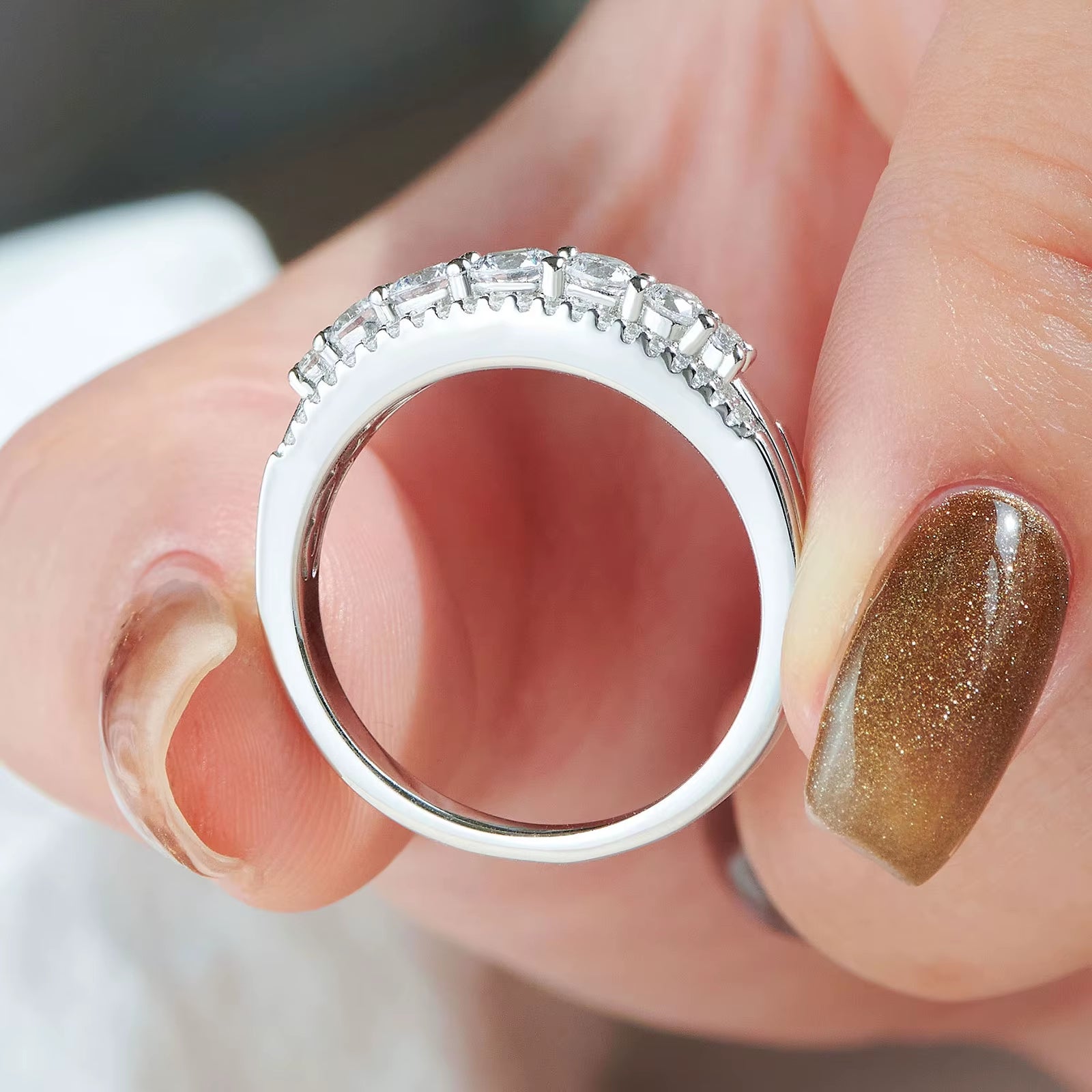 Luxury Moissanite Wedding Rings for Women Original 925 Sterling Silver Eternity Band Brilliant Engagement Ring Jewelry