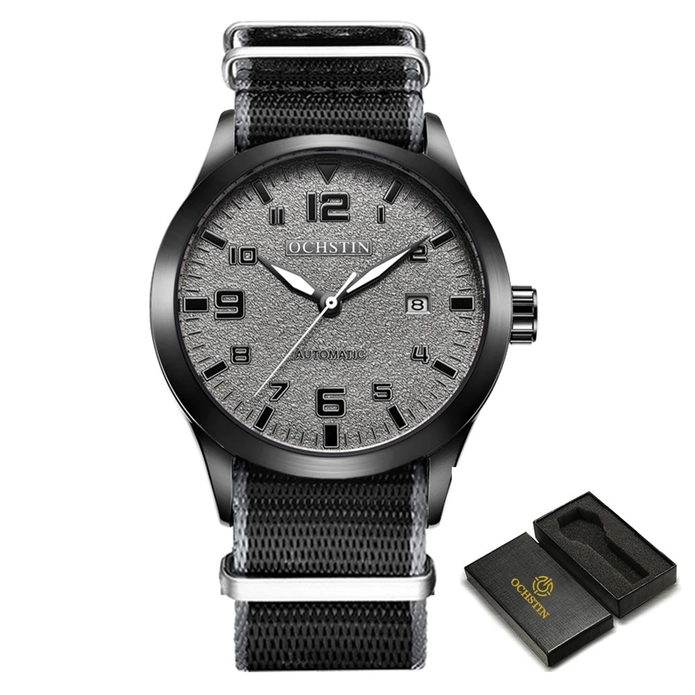 Man Mechanical Pilot Wrist Watches Luxury Self Wind Leather Mechanic Male Clock Auto Date Relogio Masculino Gift for Men