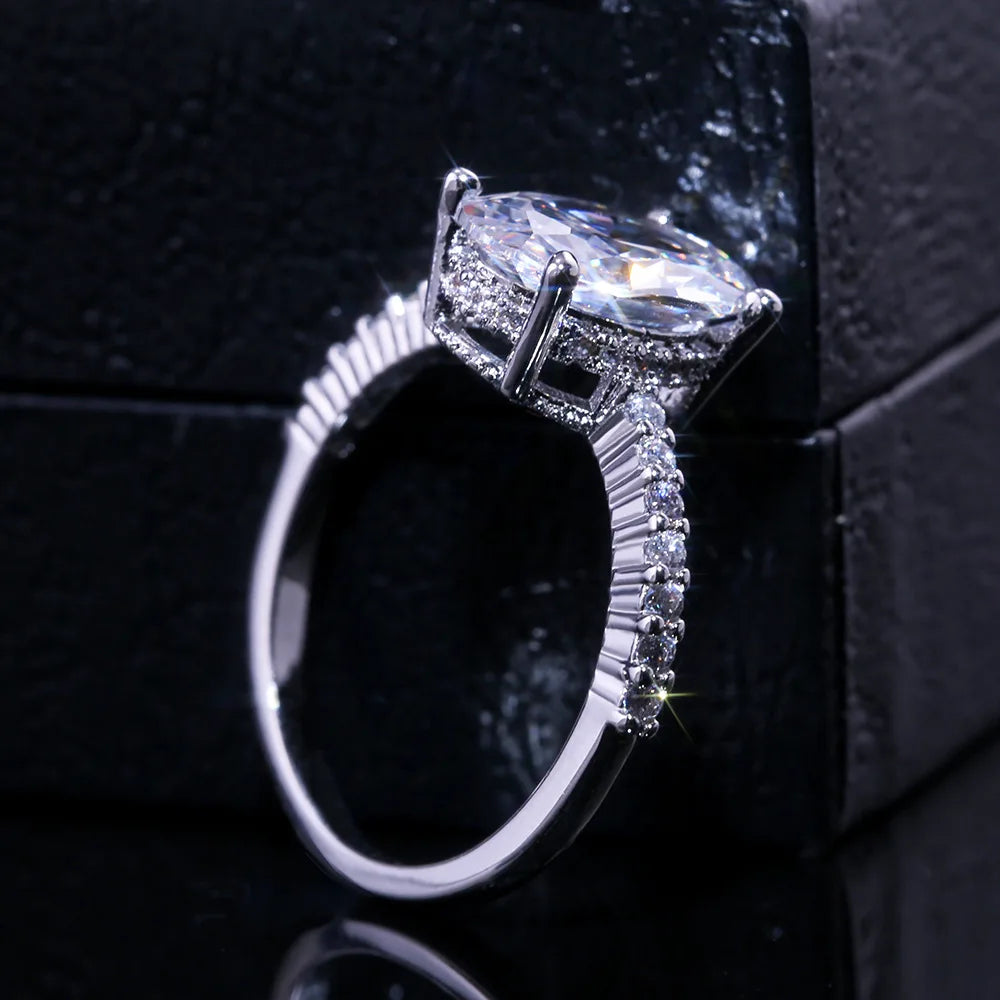 Dainty Female Rings 925 Sterling Silver AAA Oval Cubic Zircon Rings for Women Promise Love round Moissanite Wedding Jewelry