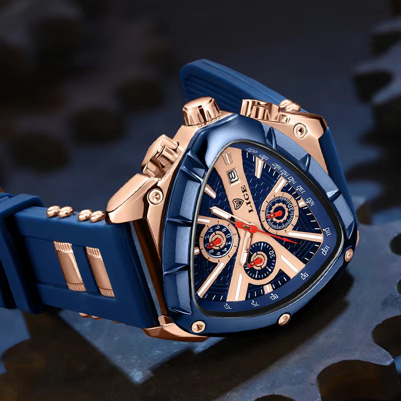 Fashion Men Watch Triangle Chronograph Military Wristwatch Sport Army Mens Watches Luxury Waterproof Quartz Clock Man Reloj