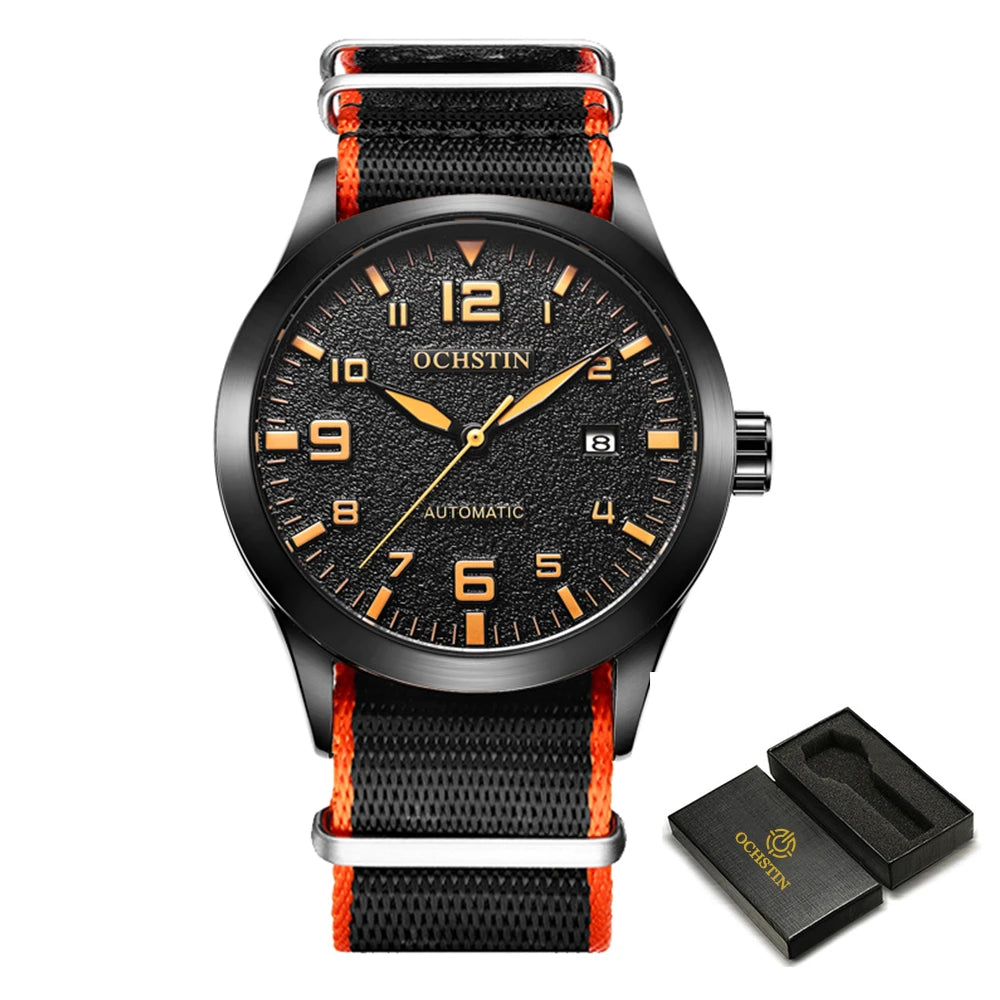 Man Mechanical Pilot Wrist Watches Luxury Self Wind Leather Mechanic Male Clock Auto Date Relogio Masculino Gift for Men