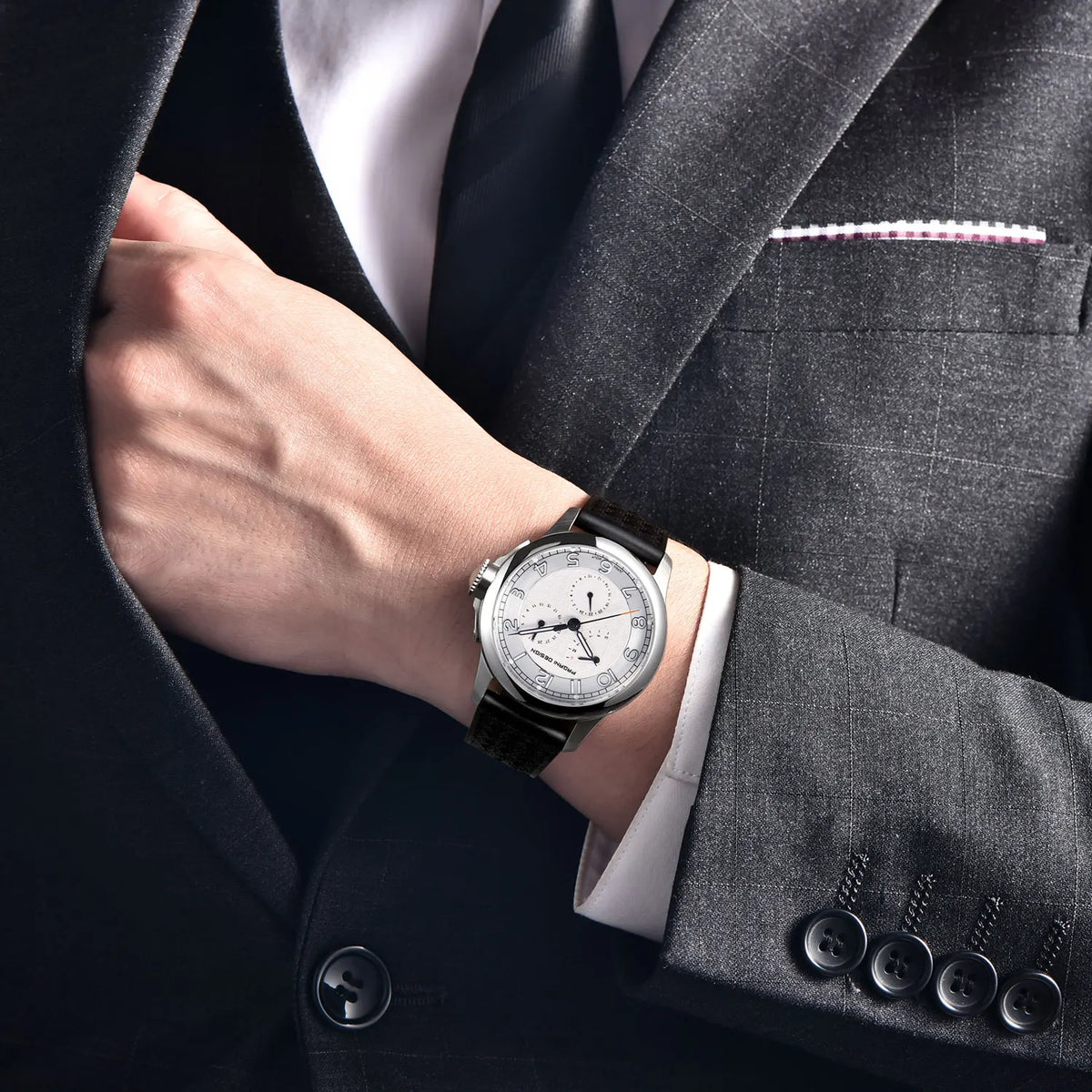 Man Watch 40Mm Japan TMI VH88 Movt Sapphire Crystal Calendar 24 Hours 100M Waterproof Quartz Wristwatch Reloj Homb