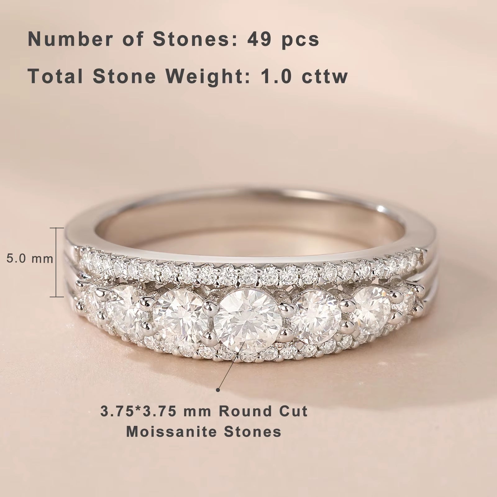 Luxury Moissanite Wedding Rings for Women Original 925 Sterling Silver Eternity Band Brilliant Engagement Ring Jewelry