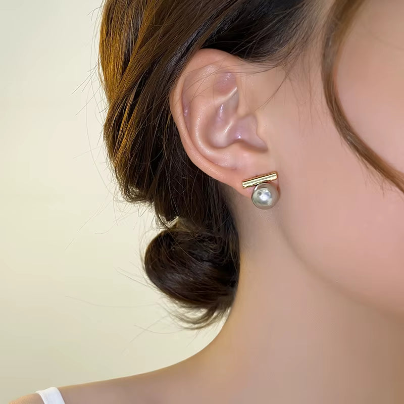 New French Minimalist Grey Imitation Pearl Pendant Earrings 2023 Fashion Jewelry Daily Wear Accessories for Girls Women‘S Party