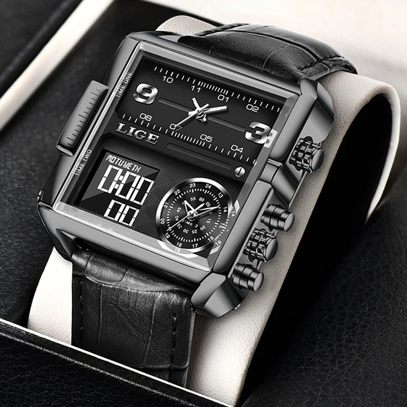 2025 Top Brand Luxury Mens Watches Square Digital Sports Quartz Wrist Watch for Men Waterproof Stopwatch Relogio Masculino