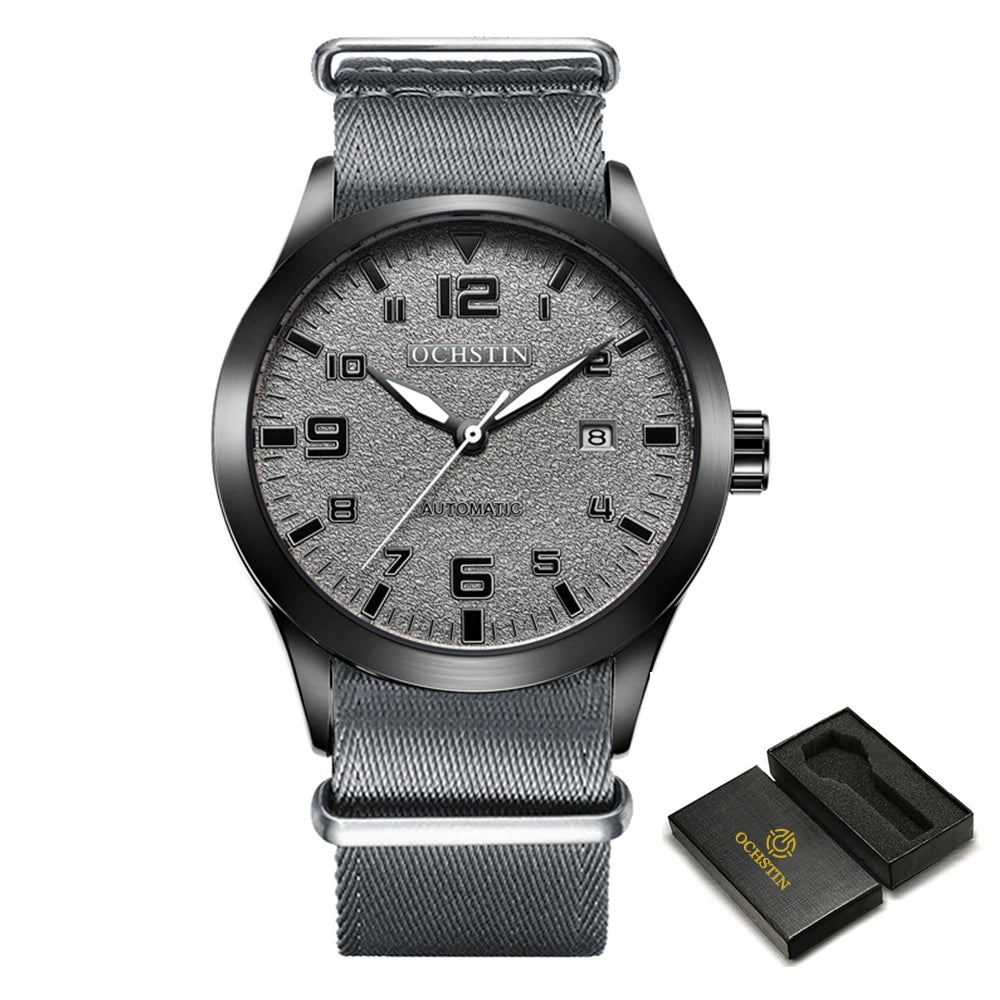 Man Mechanical Pilot Wrist Watches Luxury Self Wind Leather Mechanic Male Clock Auto Date Relogio Masculino Gift for Men
