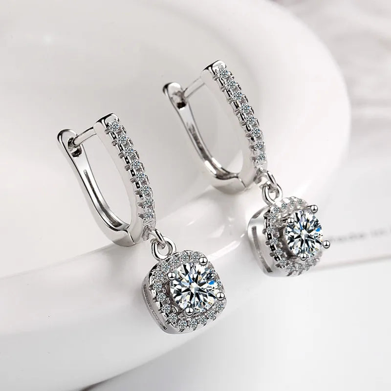 D Moissanite 3Ct Earrings 925 Sterling Silver Original Certified Moissanite 1Ct Hoop Drop Dangle Earrings 2Ct Huggie for Women