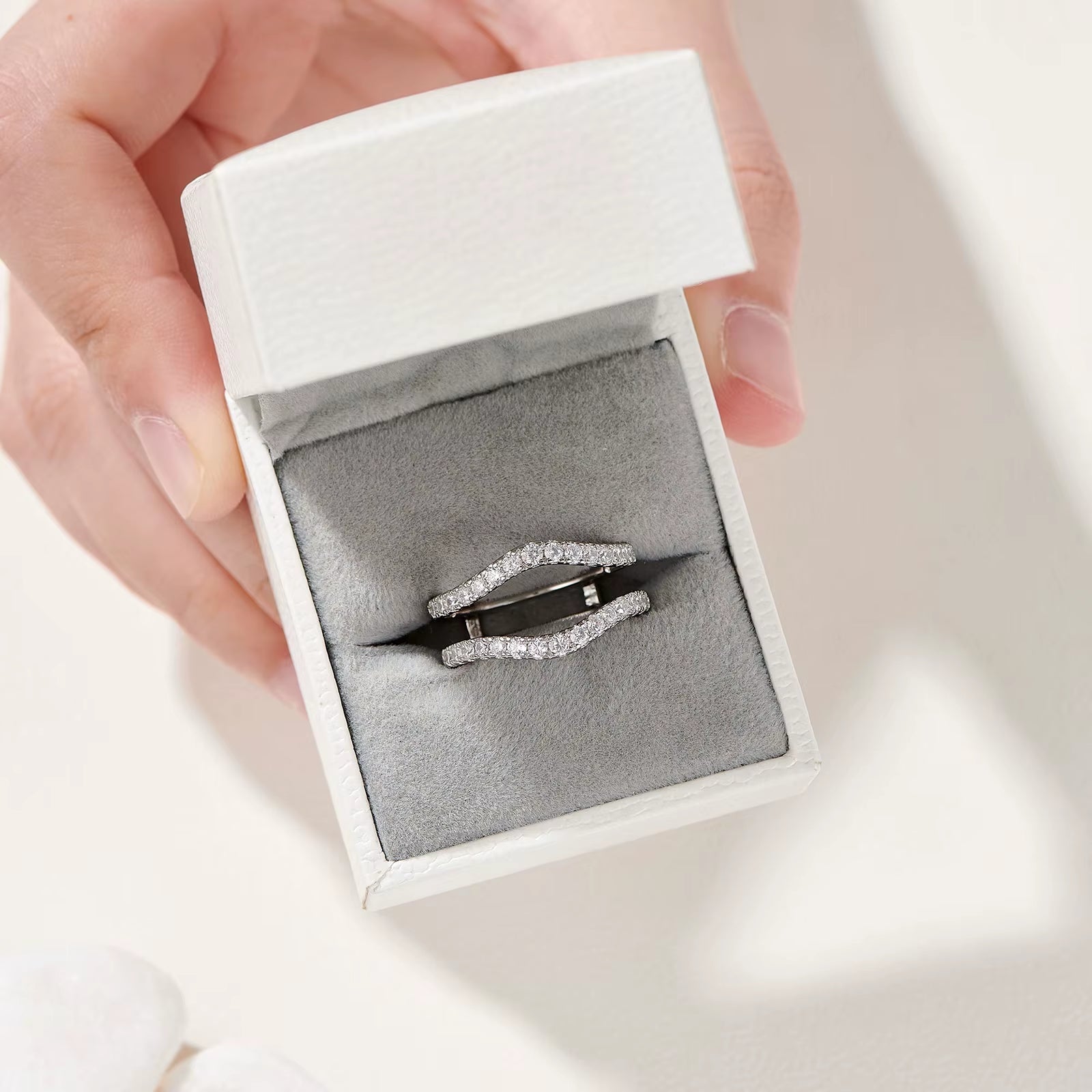 925 Sterling Silver Moissanite Rings for Women Engagement Wedding Band Simulated Diamond Jewelry Luxury Enhancer Ring