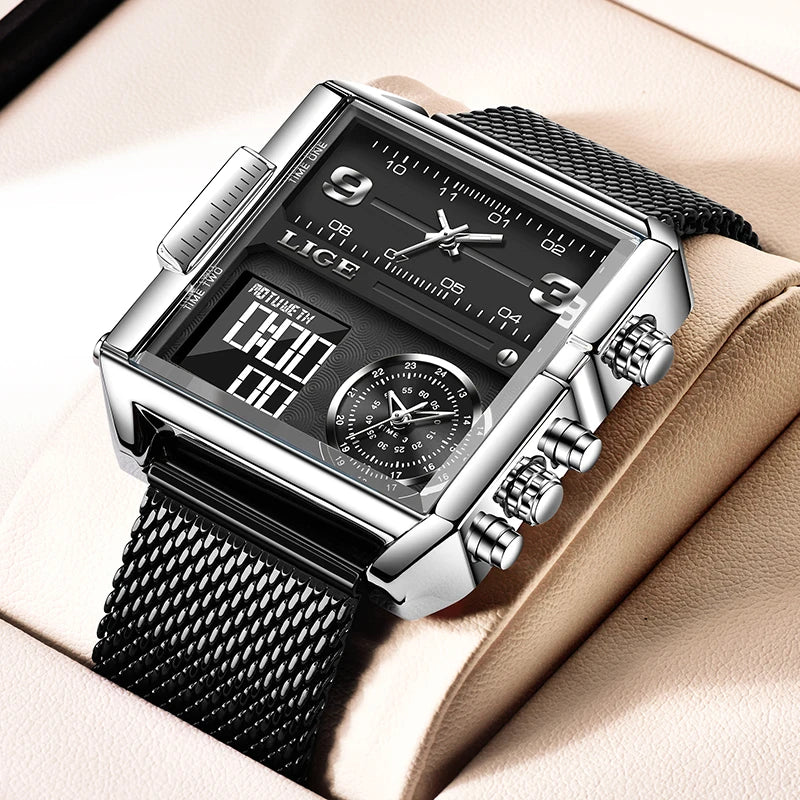 2025 Top Brand Luxury Mens Watches Square Digital Sports Quartz Wrist Watch for Men Waterproof Stopwatch Relogio Masculino