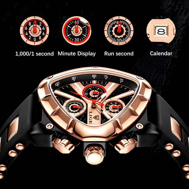 Fashion Men Watch Triangle Chronograph Military Wristwatch Sport Army Mens Watches Luxury Waterproof Quartz Clock Man Reloj