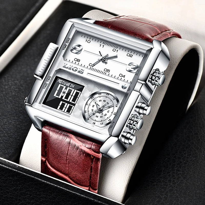 2025 Top Brand Luxury Mens Watches Square Digital Sports Quartz Wrist Watch for Men Waterproof Stopwatch Relogio Masculino