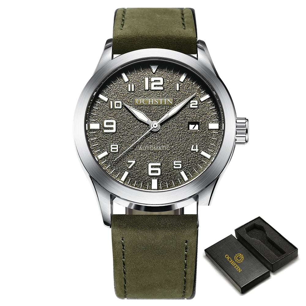 Man Mechanical Pilot Wrist Watches Luxury Self Wind Leather Mechanic Male Clock Auto Date Relogio Masculino Gift for Men