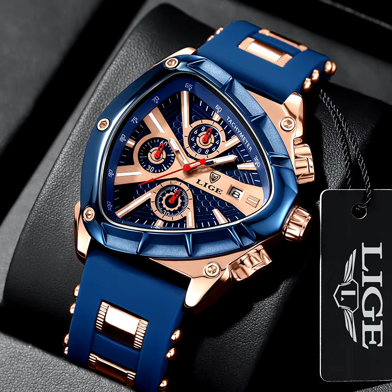 Fashion Men Watch Triangle Chronograph Military Wristwatch Sport Army Mens Watches Luxury Waterproof Quartz Clock Man Reloj