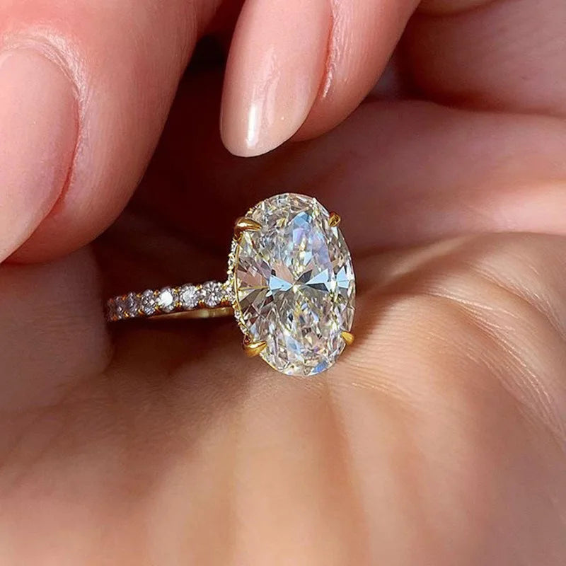 Dainty Female Rings 925 Sterling Silver AAA Oval Cubic Zircon Rings for Women Promise Love round Moissanite Wedding Jewelry