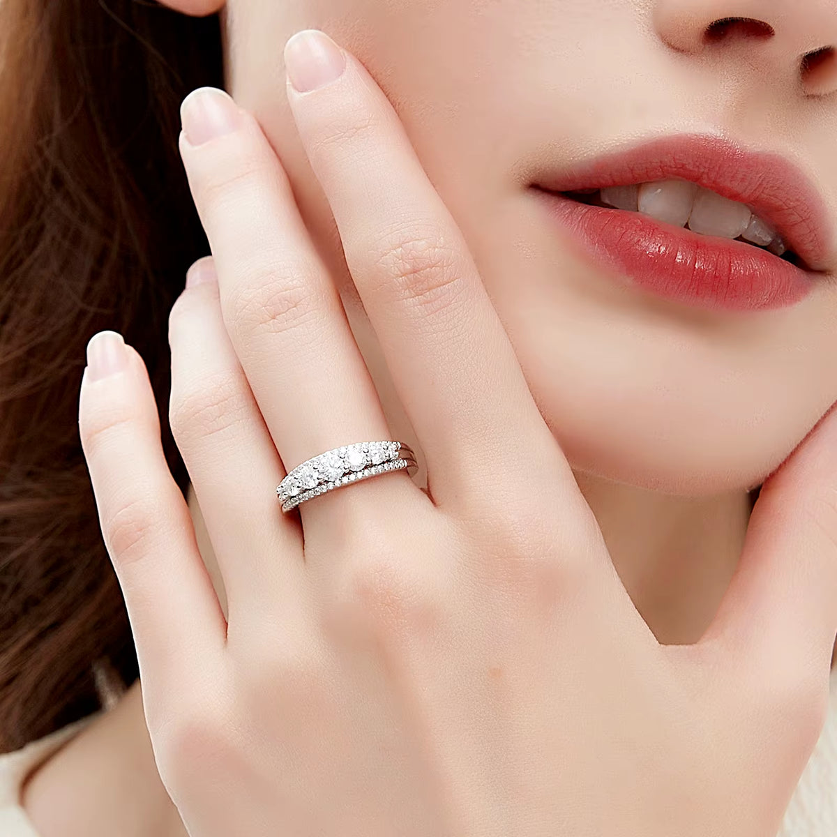 Luxury Moissanite Wedding Rings for Women Original 925 Sterling Silver Eternity Band Brilliant Engagement Ring Jewelry