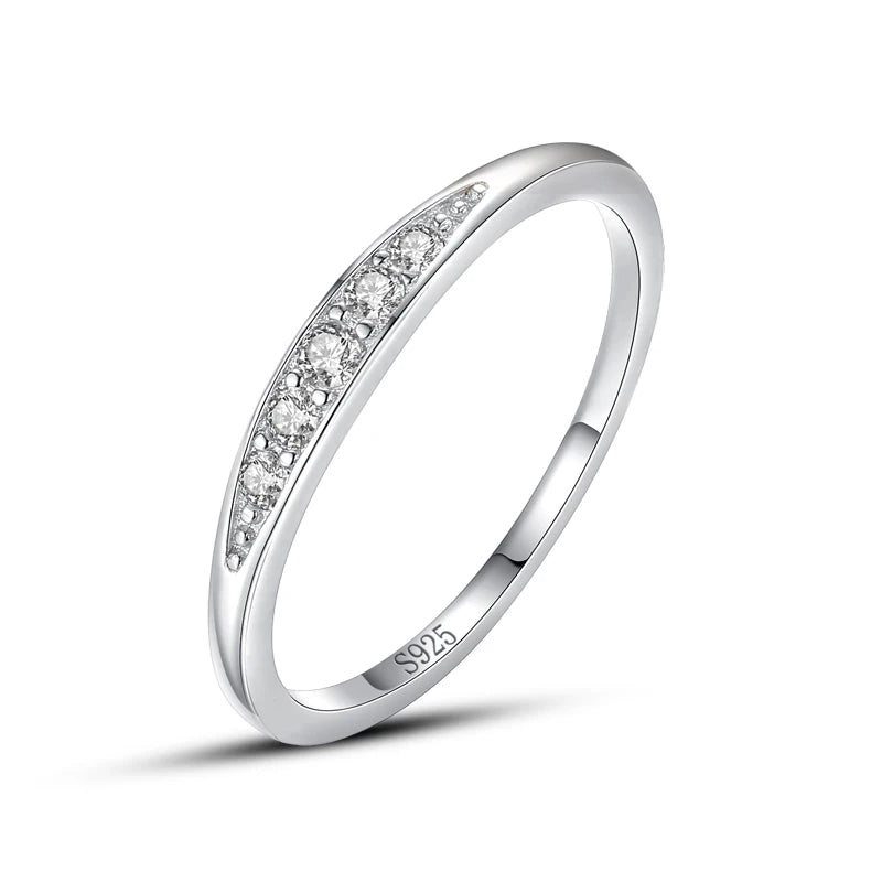 100% 925 Sterling Silver Classic Simple AAAAA Level Dazzling Zirconia Finger Rings for Women Wedding Statement Jewelry