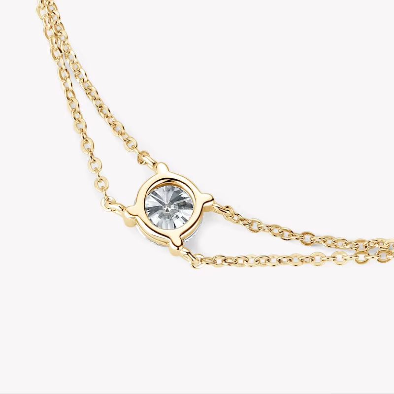 6.5Mm 1Ct Moissanite Bracelet 925 Sterling Silver Certified Double Chain Bracelets for Women Charm Wedding Jewelry Gift