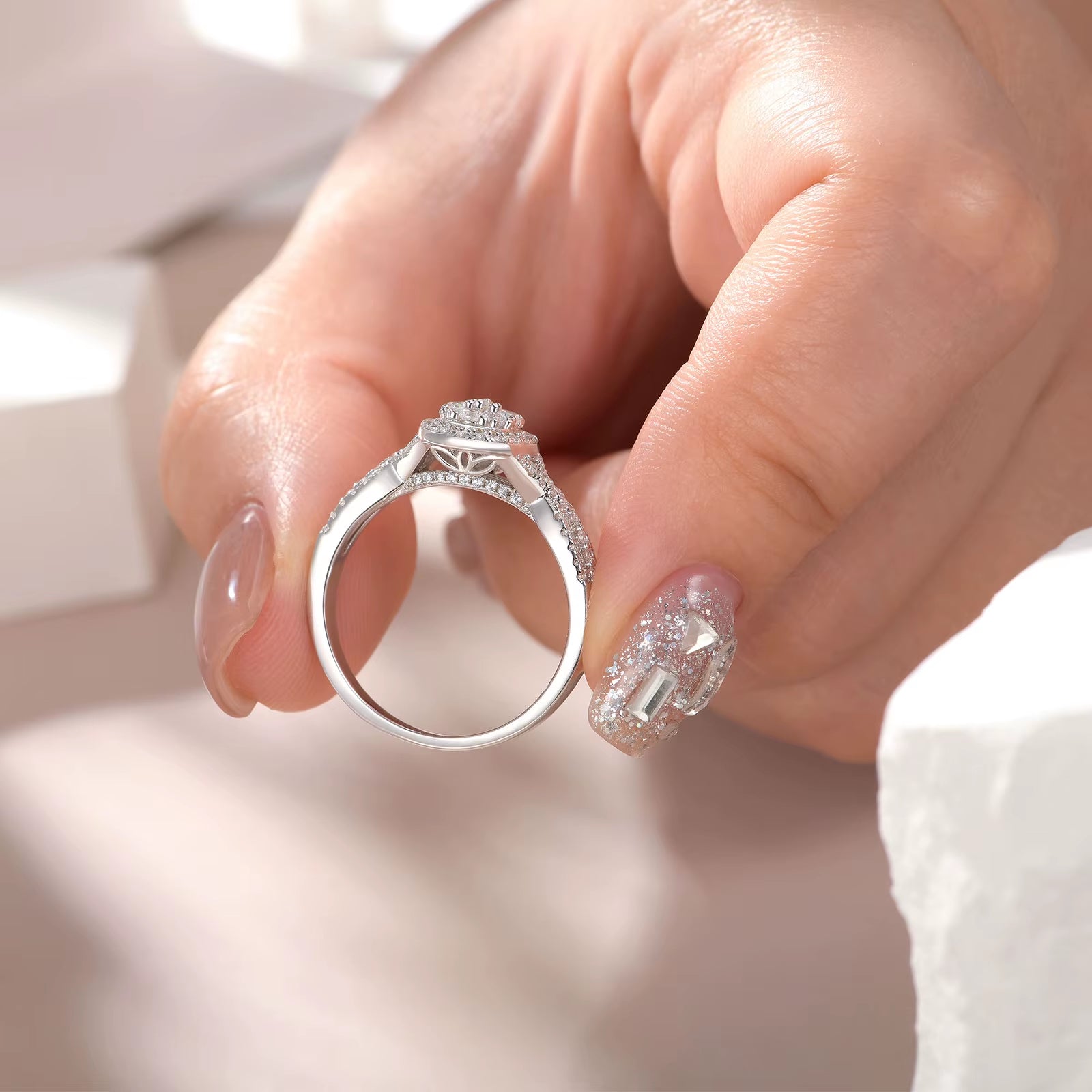925 Sterling Silver Wedding Rings Set for Women Oval Halo Cubic Zircon Bridal Engagement Ring Jewelry Gift