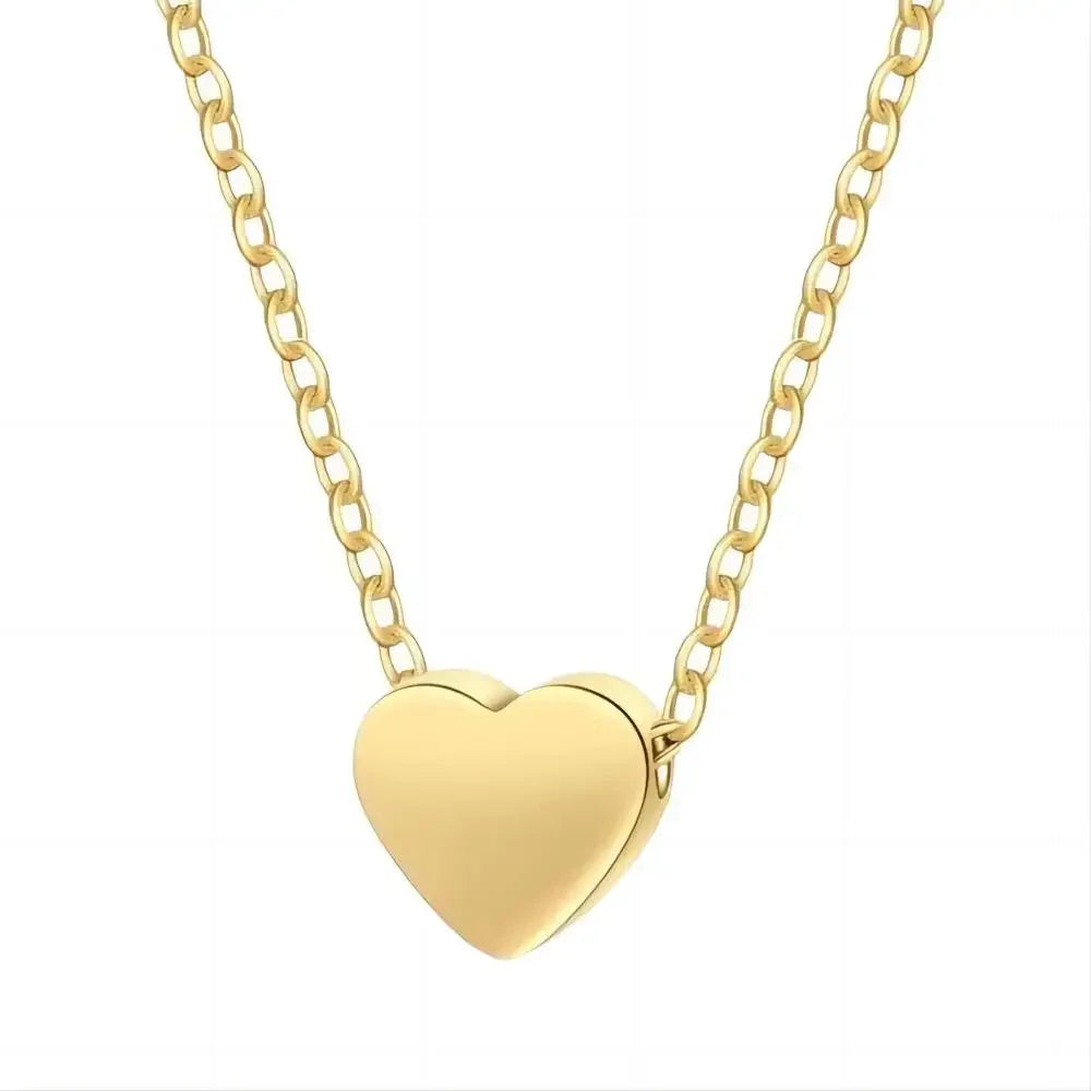 Mariasz Minimalist Gold Color Stainless Steel Heart Dainty Classic Zircon Charm anti Tarnish Chain Necklace for Women Jewelry