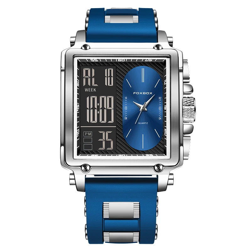 LIGE New Fashion Square Digital Watch Men Casual Sports Waterproof Men'S Quartz Wristwatches FOXBOX Top Brand Luxury Chronograph