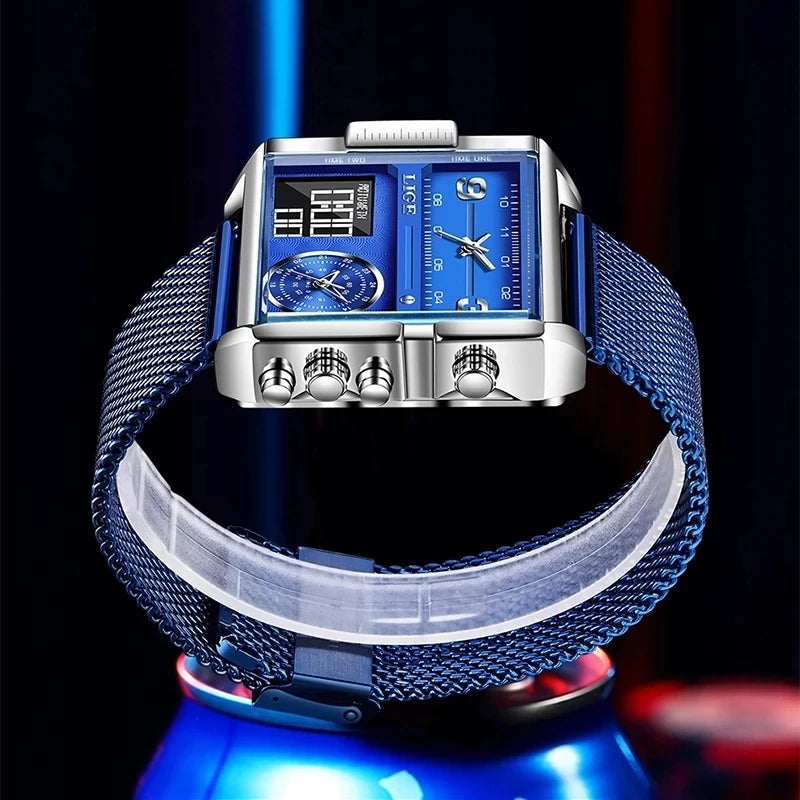 2025 Top Brand Luxury Mens Watches Square Digital Sports Quartz Wrist Watch for Men Waterproof Stopwatch Relogio Masculino