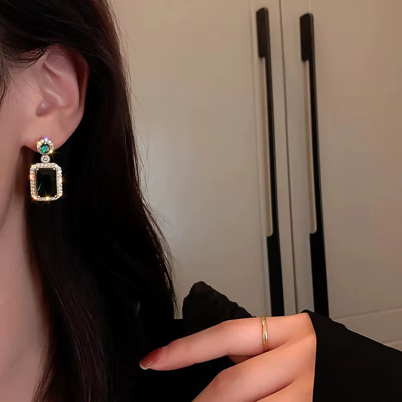 Gold Color Blue Stone Earrings Women Girl Luxury Dangle Ear Rings for Wedding Engagement Party Anniversary Jewelry Gifts KDE254