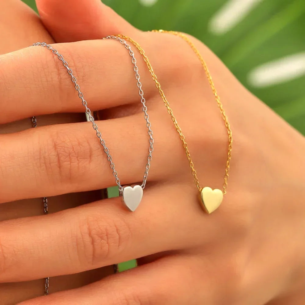 Mariasz Minimalist Gold Color Stainless Steel Heart Dainty Classic Zircon Charm anti Tarnish Chain Necklace for Women Jewelry