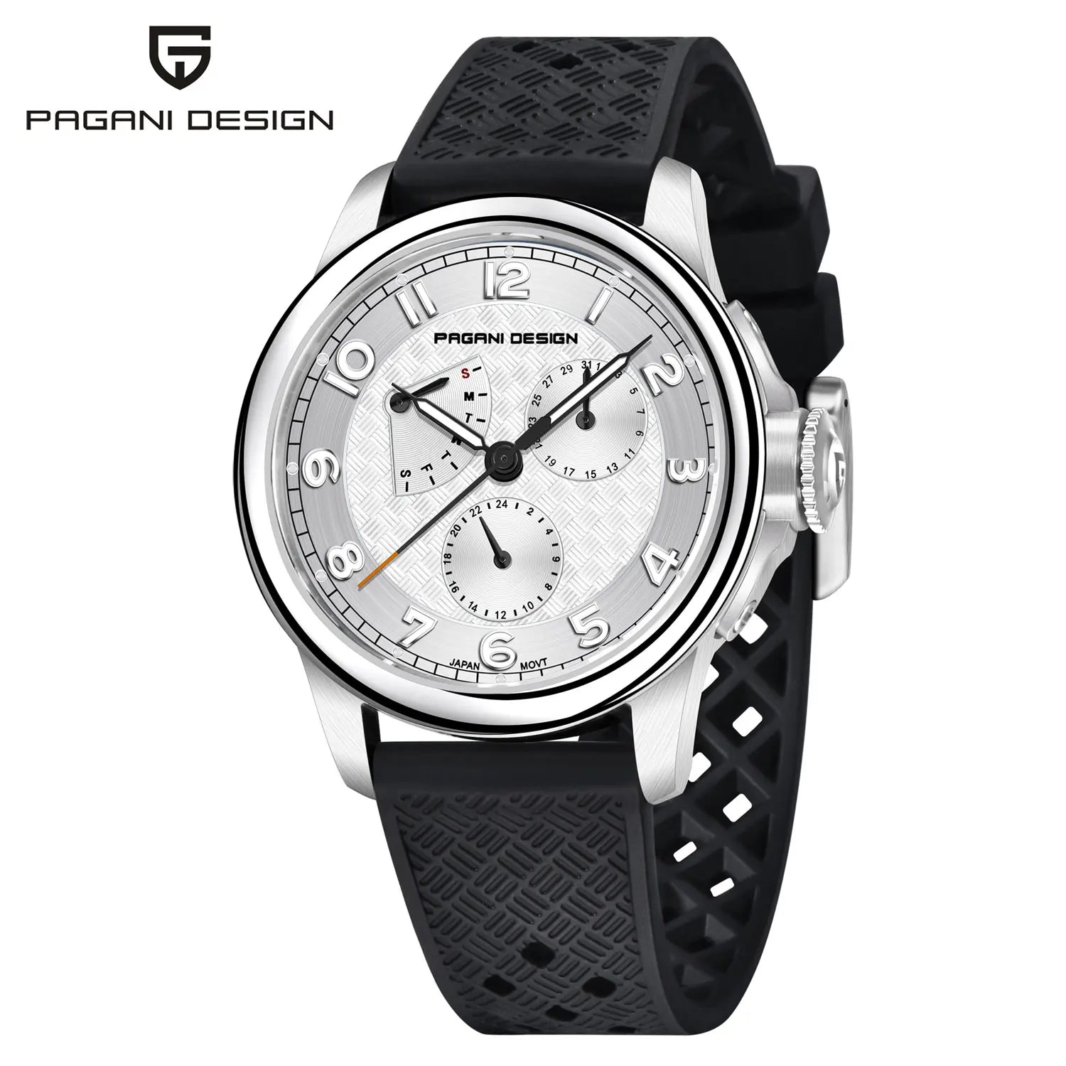 Man Watch 40Mm Japan TMI VH88 Movt Sapphire Crystal Calendar 24 Hours 100M Waterproof Quartz Wristwatch Reloj Homb