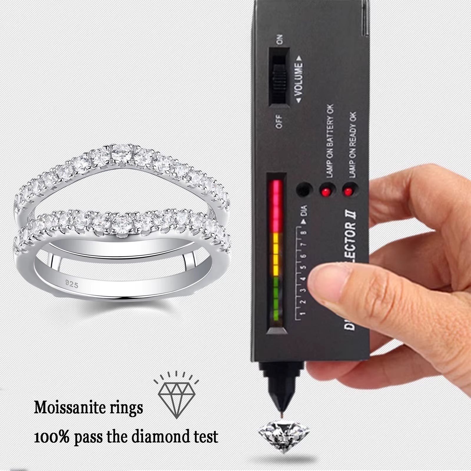 925 Sterling Silver Moissanite Rings for Women Engagement Wedding Band Simulated Diamond Jewelry Luxury Enhancer Ring