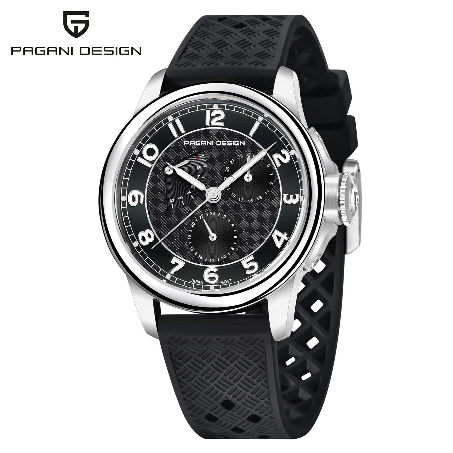Man Watch 40Mm Japan TMI VH88 Movt Sapphire Crystal Calendar 24 Hours 100M Waterproof Quartz Wristwatch Reloj Homb