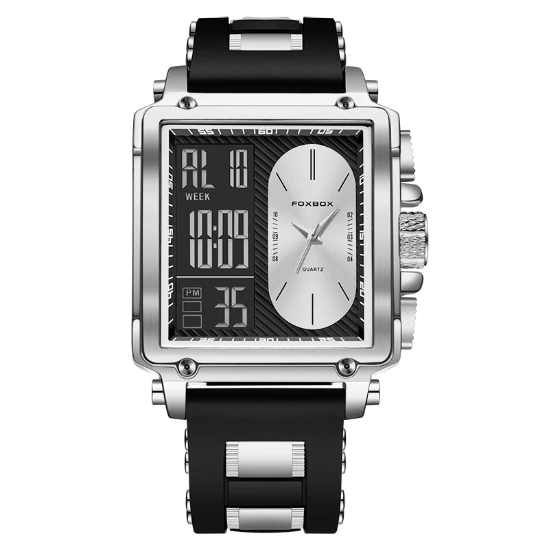 LIGE New Fashion Square Digital Watch Men Casual Sports Waterproof Men'S Quartz Wristwatches FOXBOX Top Brand Luxury Chronograph