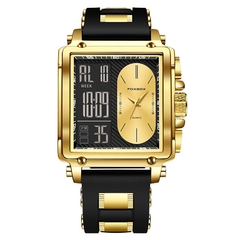 LIGE New Fashion Square Digital Watch Men Casual Sports Waterproof Men'S Quartz Wristwatches FOXBOX Top Brand Luxury Chronograph