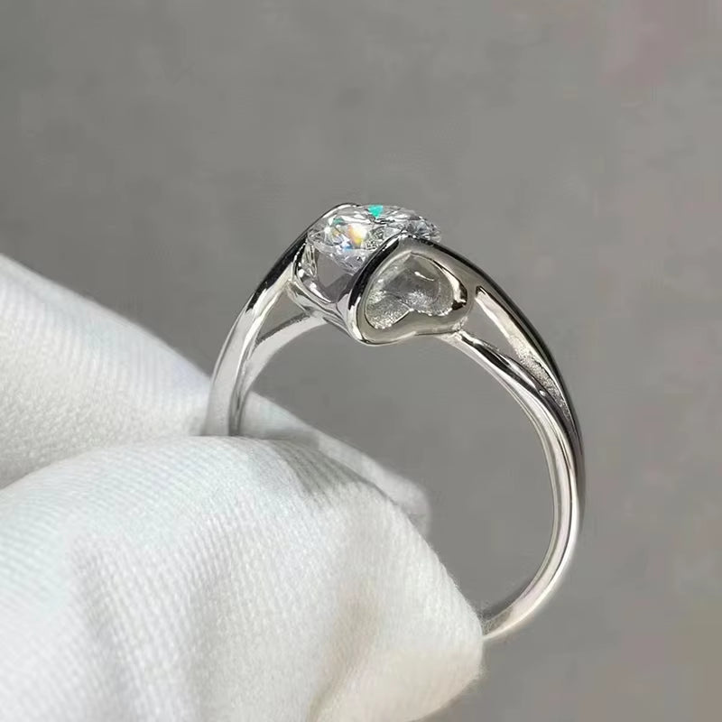 925 Sterling Silver 1 CT Moissanite Stone Ring Woman Wedding Bands Cute Romantic Engagement Jewelry