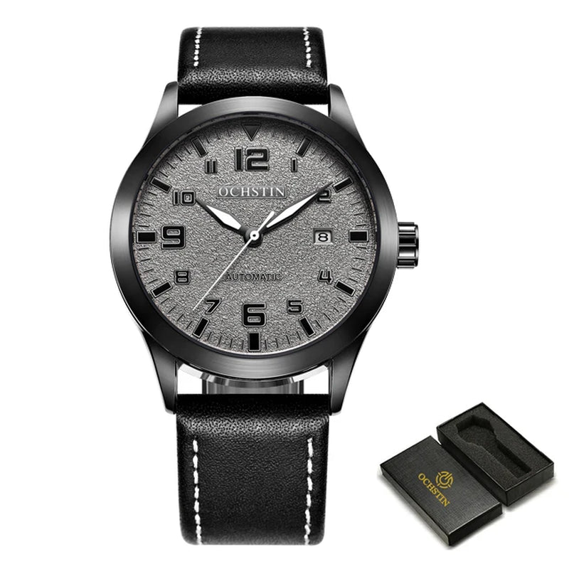 Man Mechanical Pilot Wrist Watches Luxury Self Wind Leather Mechanic Male Clock Auto Date Relogio Masculino Gift for Men