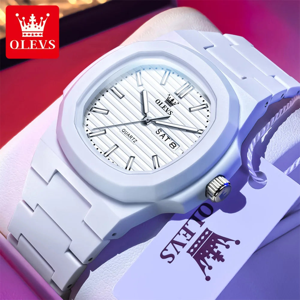 Luxury Man Wristwatch Waterproof Date Luminous Watch for Men White Resin Men'S Quartz Watches Reloj Hombre