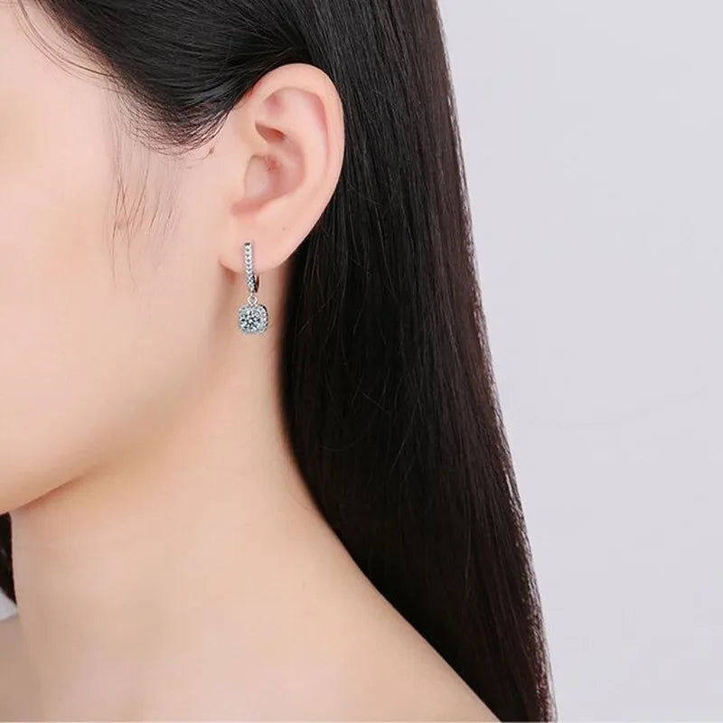 D Moissanite 3Ct Earrings 925 Sterling Silver Original Certified Moissanite 1Ct Hoop Drop Dangle Earrings 2Ct Huggie for Women