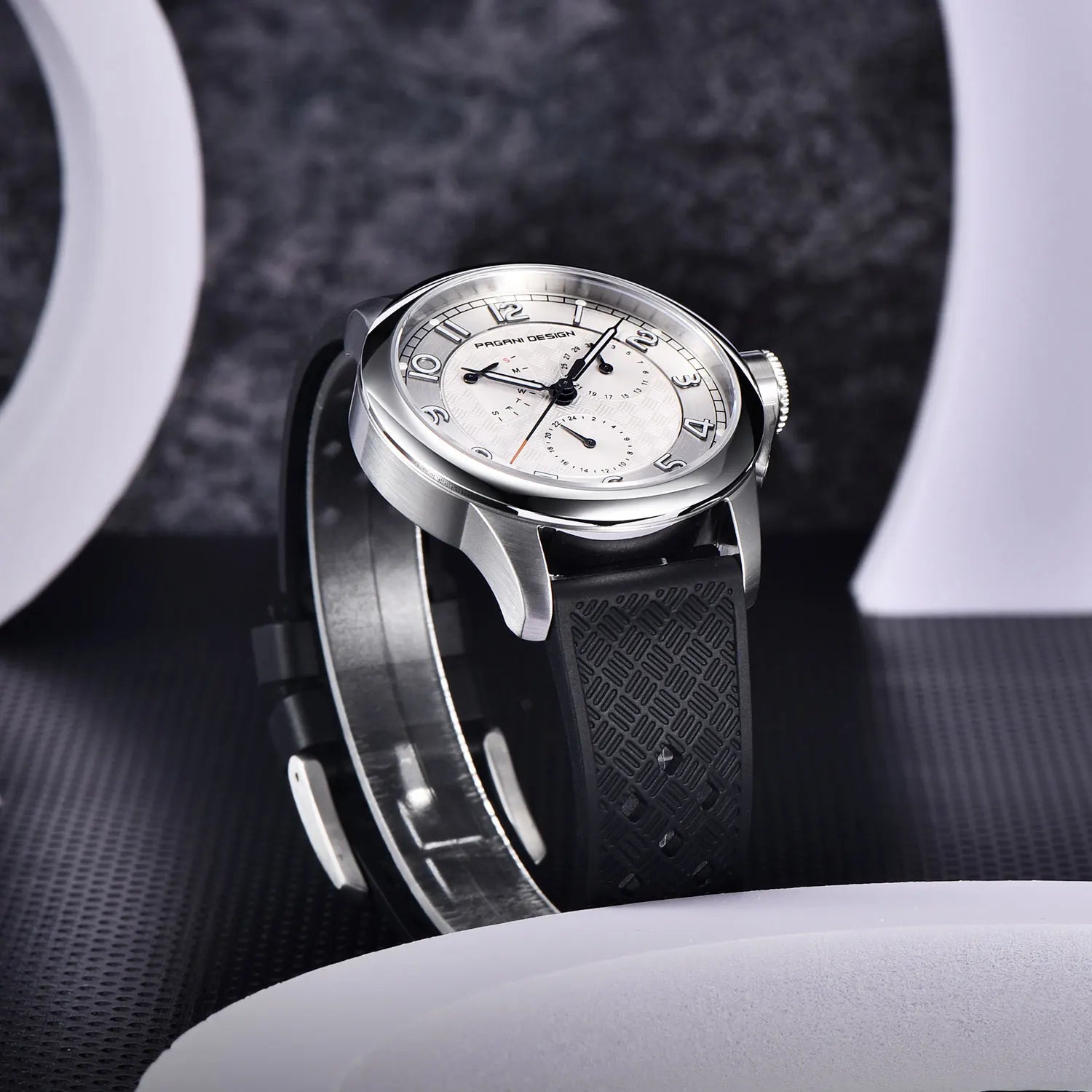 Man Watch 40Mm Japan TMI VH88 Movt Sapphire Crystal Calendar 24 Hours 100M Waterproof Quartz Wristwatch Reloj Homb