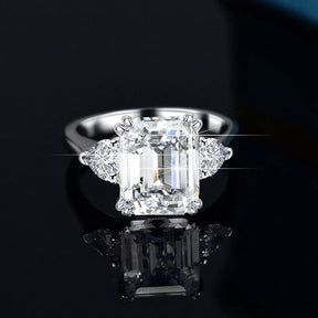 4CT Rectangular Mosonite Ring Emerald Cut Solid S925 Silver Women'S Jewelry Gift