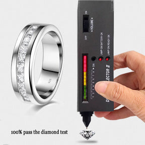 925 Sterling Silver Moissanite Mens Wedding Band Half Eternity Princess Cut Lab Created Diamond Ring Luxury Jewelry