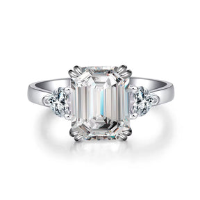 4CT Rectangular Mosonite Ring Emerald Cut Solid S925 Silver Women'S Jewelry Gift