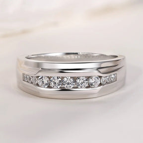 ​ Full Moissanite Wedding Band for Men 925 Sterling Silver Engagement Rings Pave round Eternity Promise Ring Size 8-12