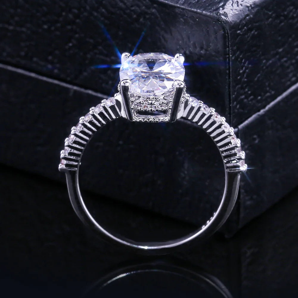 Dainty Female Rings 925 Sterling Silver AAA Oval Cubic Zircon Rings for Women Promise Love round Moissanite Wedding Jewelry