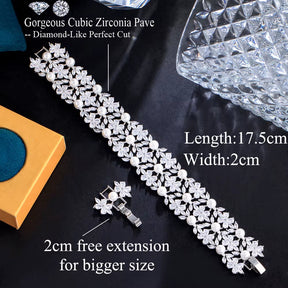 Threegraces Elegant Shiny Cubic Zirconia Simulated Pearl Wedding Bridal Engagement Bracelet for Women Fashion Prom Jewelry BR282